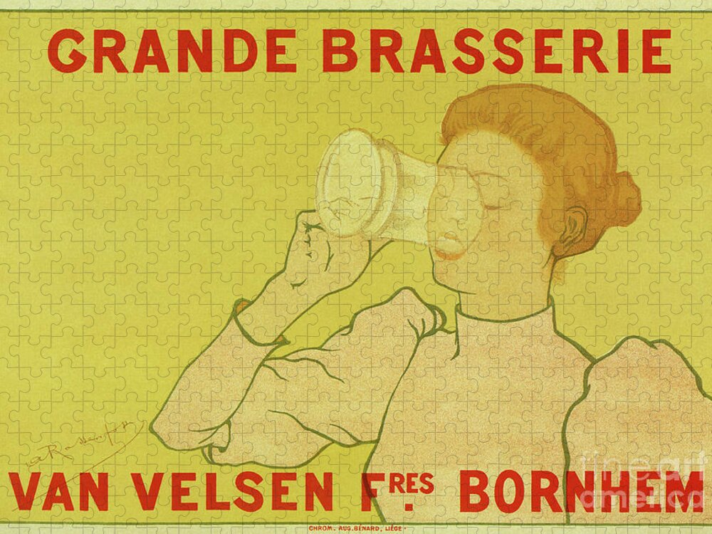 Beer Jigsaw Puzzle featuring the drawing Van Velsen Belgian Beer by Heidi De Leeuw