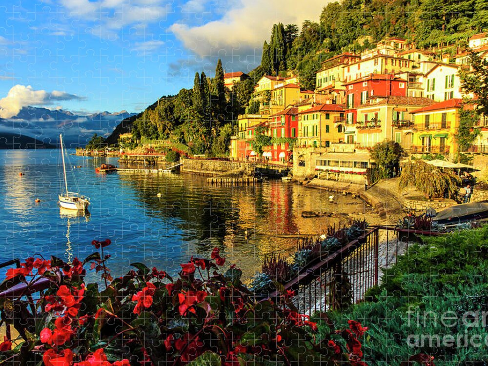 Varenna Jigsaw Puzzle featuring the photograph Varenna Italy at Sunset by Ben Graham
