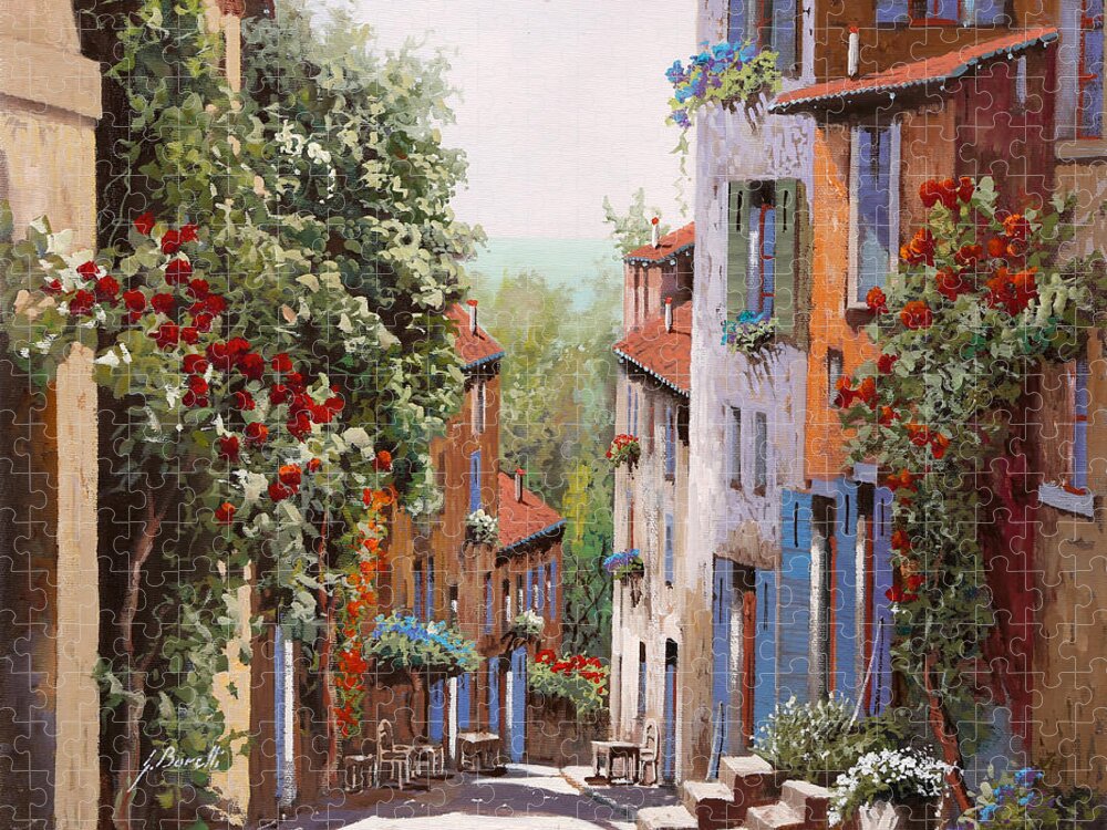 Old Cagnes Jigsaw Puzzle featuring the painting vecchia Cagnes by Guido Borelli