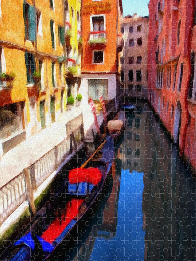 Venice Jigsaw Puzzle featuring the painting Venetian Canal by Jeffrey Kolker