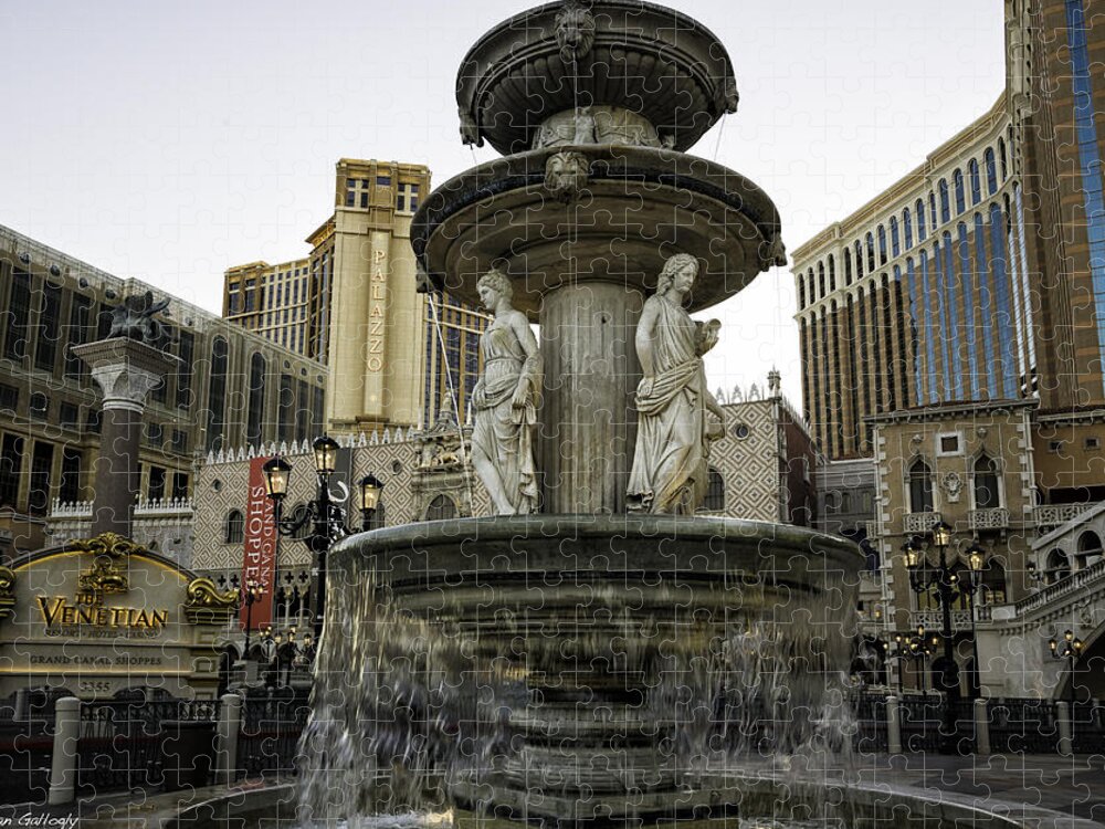 Vegas Jigsaw Puzzle featuring the photograph Venetian Fountain by Fran Gallogly