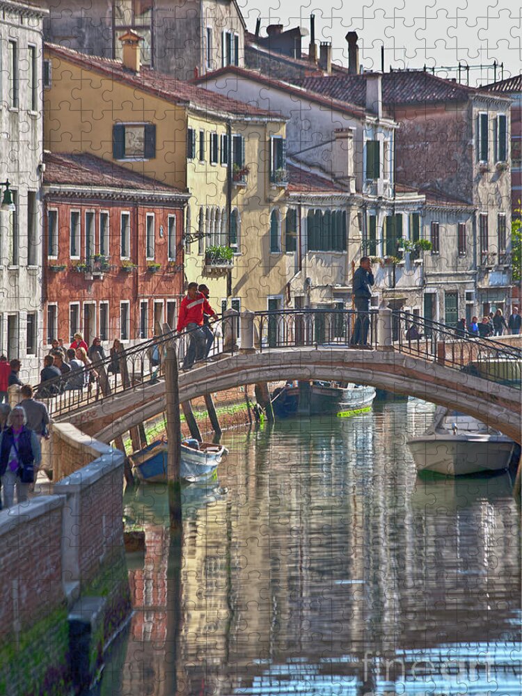 Venice Jigsaw Puzzle featuring the photograph Venice bridge crossing 6 by Heiko Koehrer-Wagner