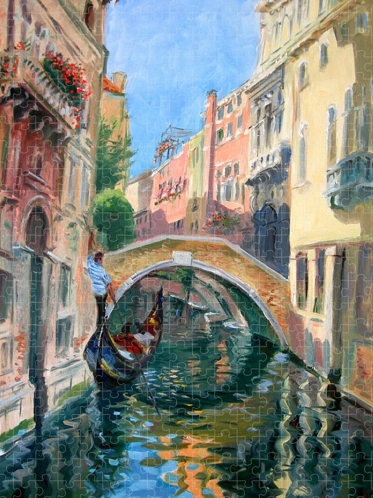 Venice Jigsaw Puzzle featuring the painting Venice Ponte Widmann by Ylli Haruni