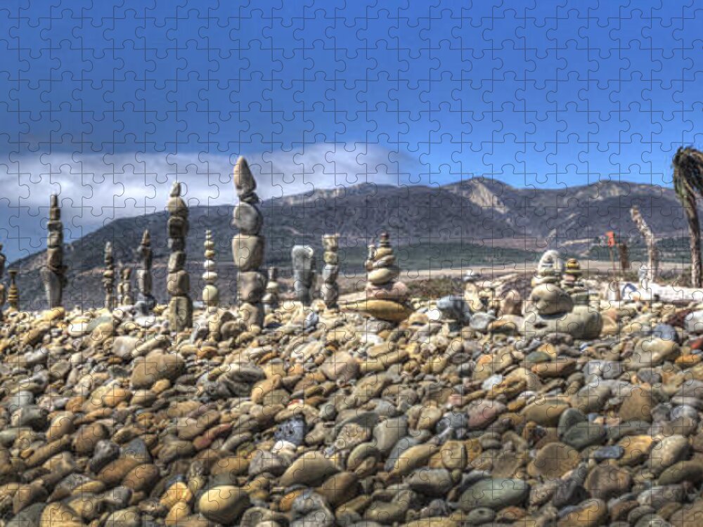 Ventura River Jigsaw Puzzle featuring the photograph Ventura River Rock Art Panorama by Joe Palermo