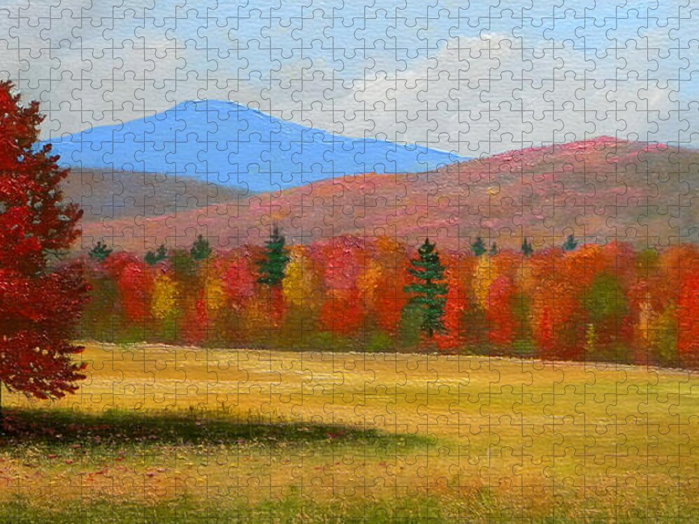 Autumn Jigsaw Puzzle featuring the painting Vermont Haven by Frank Wilson