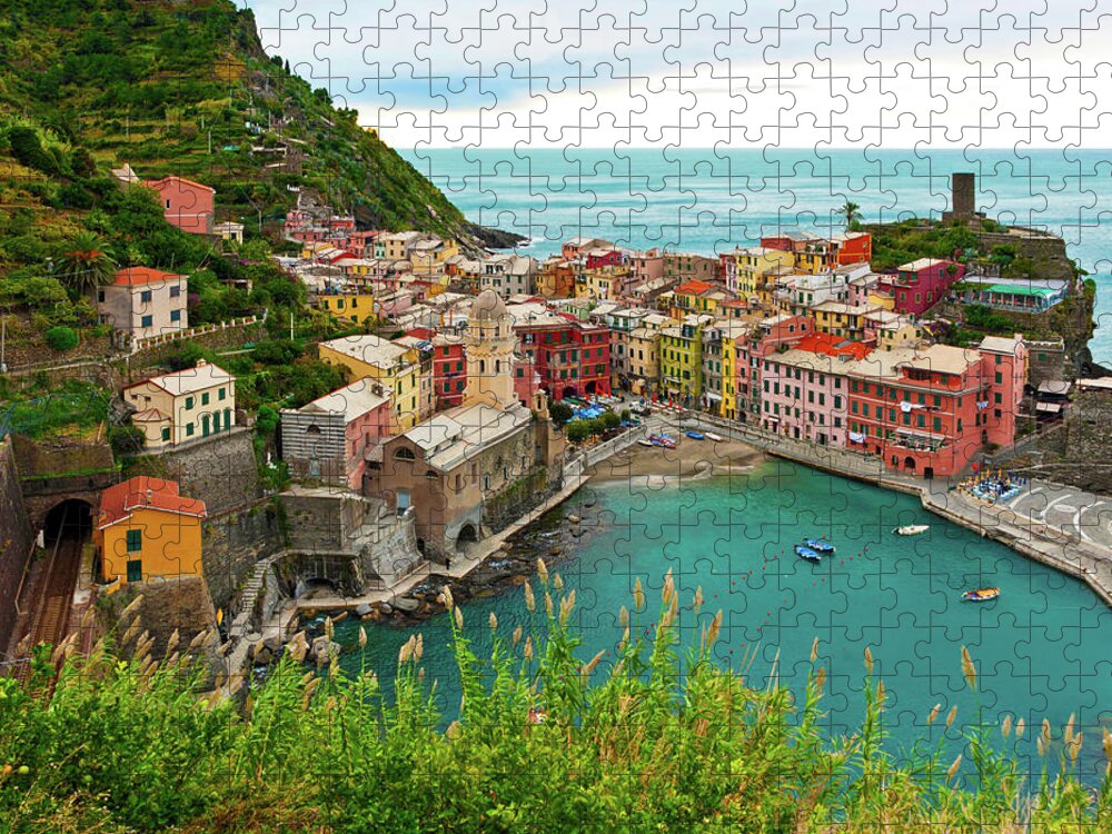 Vernazza Jigsaw Puzzle featuring the photograph Vernazza - Cinque Terre, Italy by Denise Strahm
