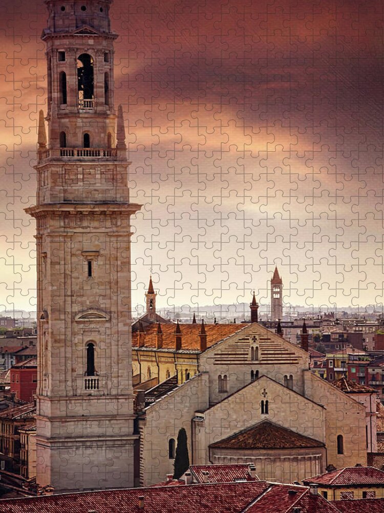 Verona Jigsaw Puzzle featuring the photograph Verona Cathedral from St Peter's Hill by Carol Japp
