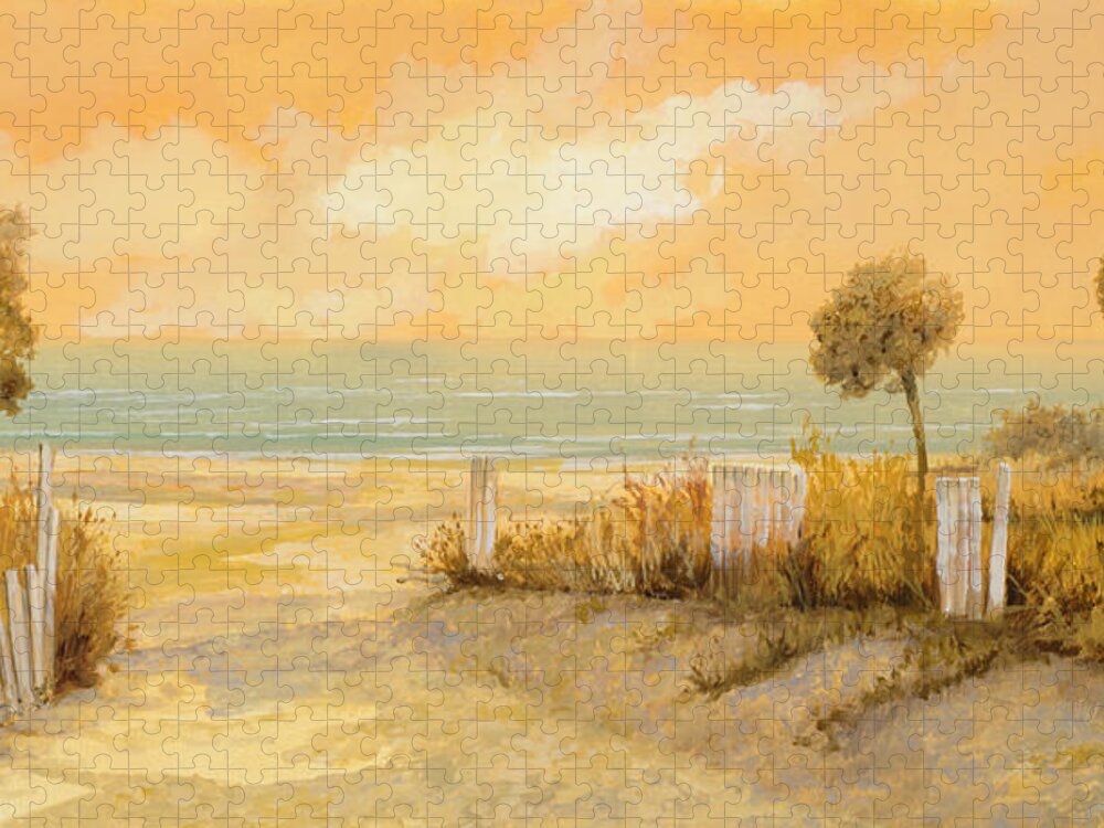 Beach Jigsaw Puzzle featuring the painting Verso La Spiaggia by Guido Borelli