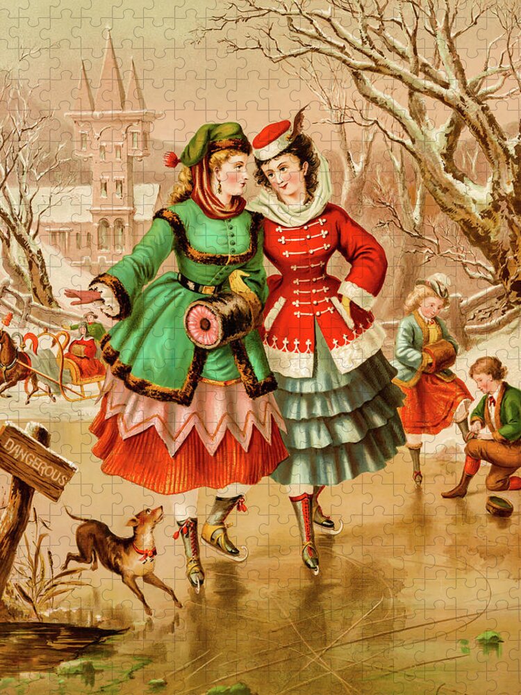 Christmas Jigsaw Puzzle featuring the photograph Victorian Ice Skaters by David Letts