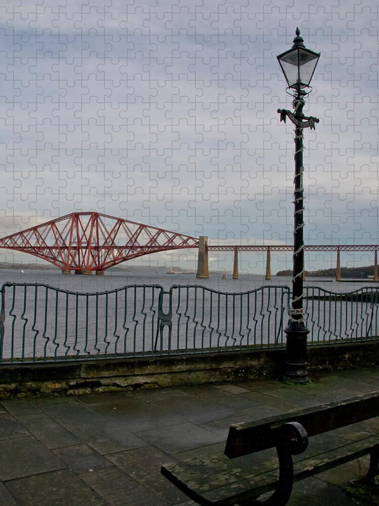 Forth Rail Bridge Jigsaw Puzzle featuring the photograph View at the Forth rail bridge from High Street in South Queensferry by Elena Perelman