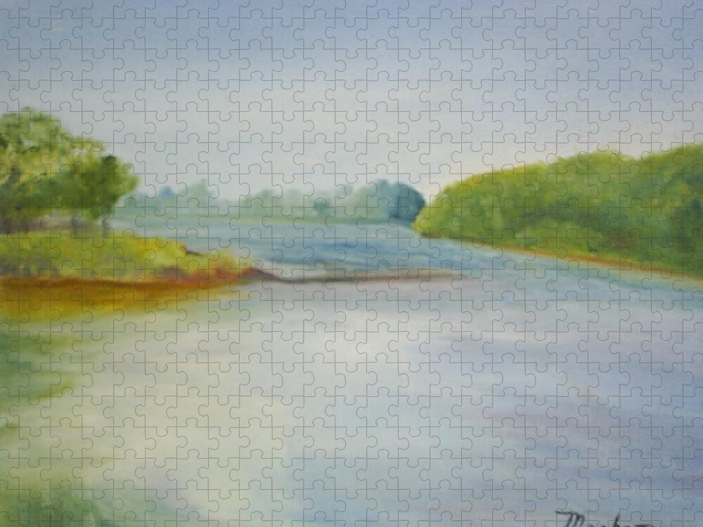Delaware River Jigsaw Puzzle featuring the painting View of the Delaware by Sheila Mashaw