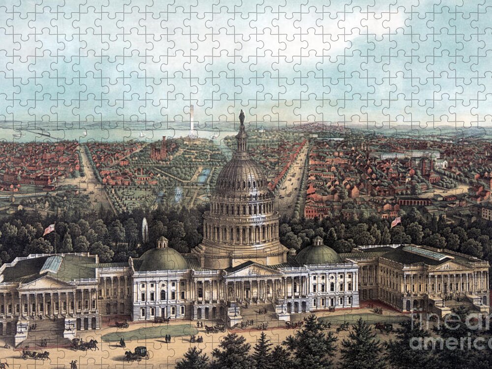 Dc Jigsaw Puzzle featuring the painting View of Washington DC by E Sachse