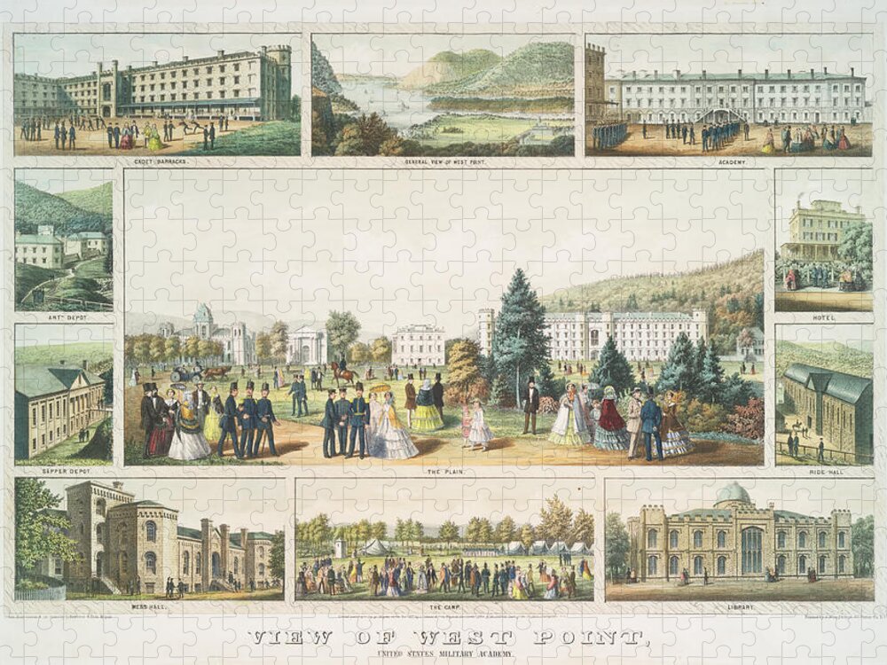 West Point Jigsaw Puzzle featuring the photograph View of West Point United States Military Academy 1857 by Ricky Barnard