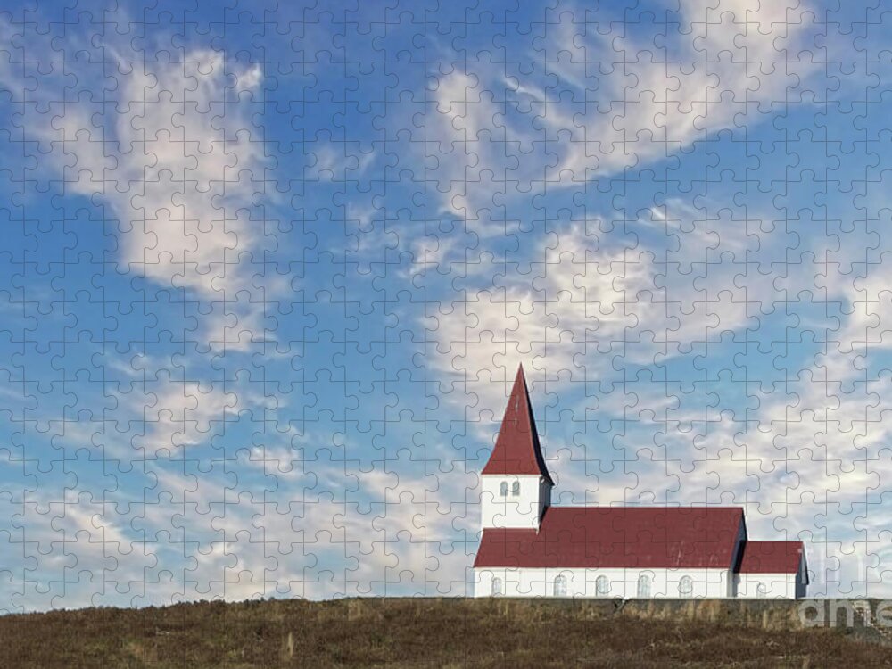 Architecture Jigsaw Puzzle featuring the photograph Vik Church 1 by Jerry Fornarotto