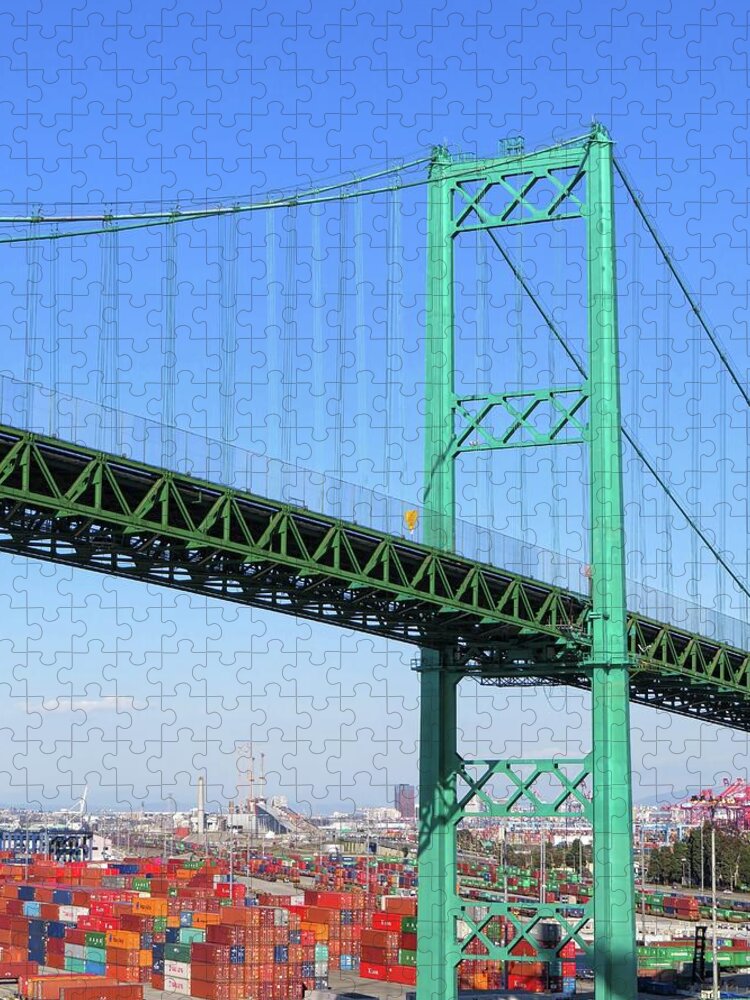 Vincent Thomas Bridge Jigsaw Puzzle featuring the photograph Vincent Thomas Bridge by Connor Beekman