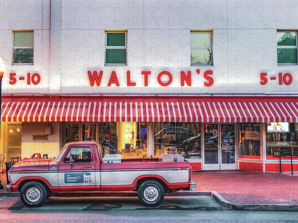 America Jigsaw Puzzle featuring the photograph Vintage Bentonville - Sam Walton Ford F-150 and Walmart Museum by Gregory Ballos
