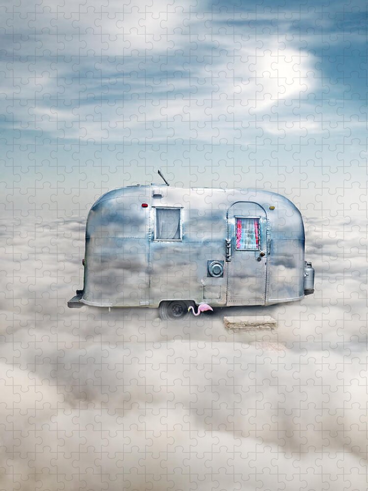 Trailer Jigsaw Puzzle featuring the photograph Vintage Camping Trailer in the Clouds by Jill Battaglia