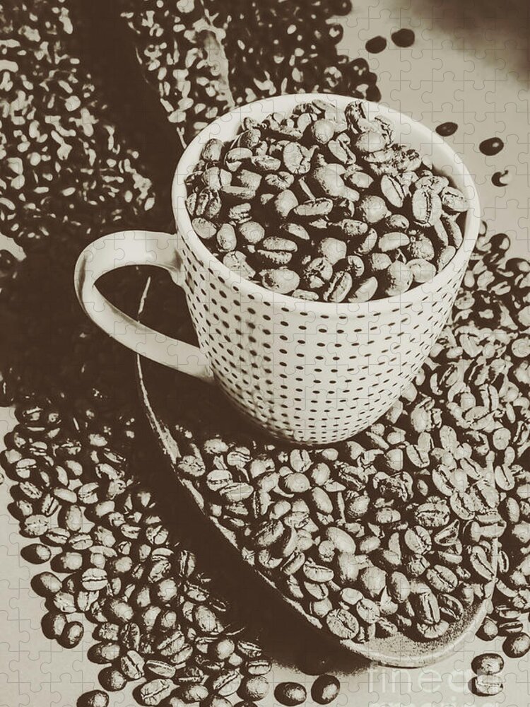 Classic Jigsaw Puzzle featuring the photograph Vintage coffee art. Stimulant by Jorgo Photography