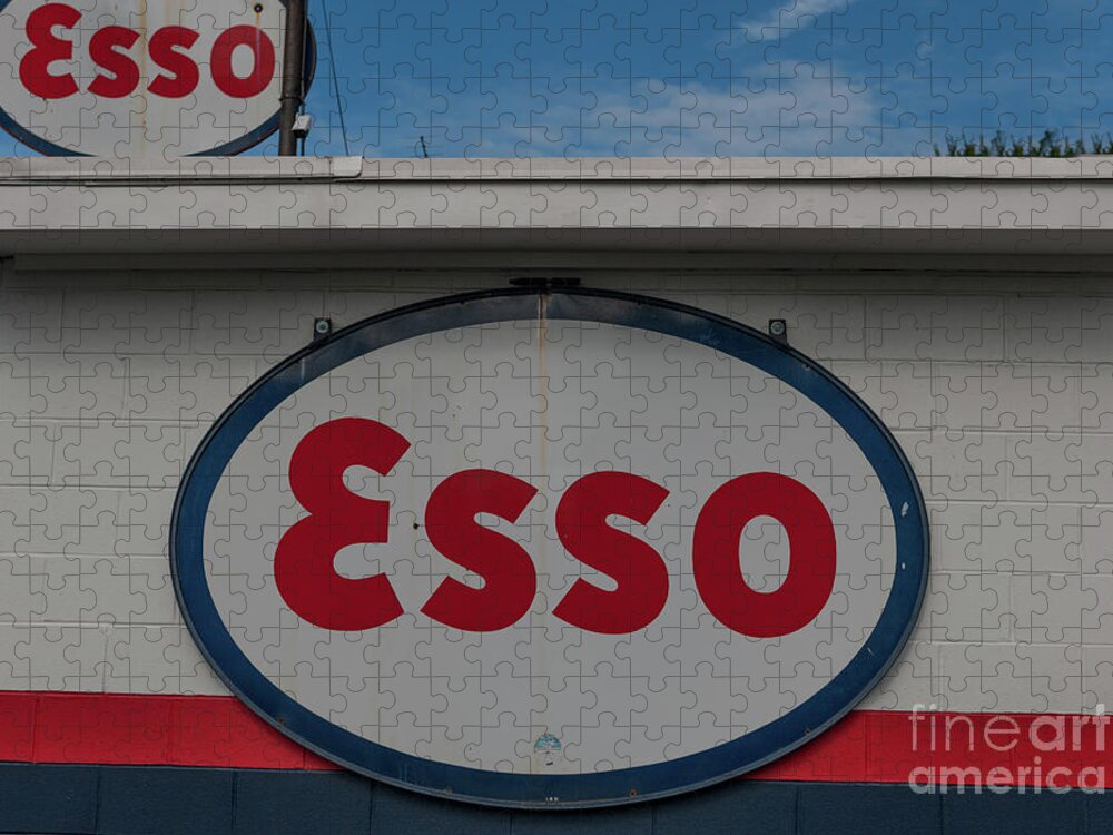 The Esso Club Jigsaw Puzzle featuring the photograph Vintage Esso Sign by Dale Powell