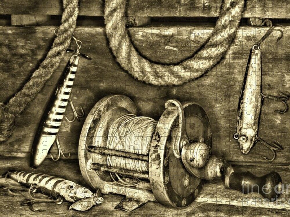 Vintage Fishing Equipment Retro Style Jigsaw Puzzle by Paul Ward - Pixels  Puzzles
