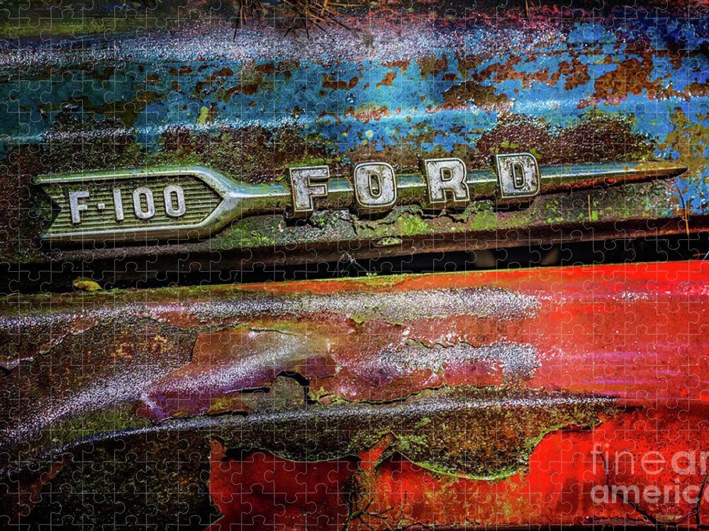 Vintage Ford F100 Jigsaw Puzzle featuring the photograph Vintage Ford F100 by Doug Sturgess