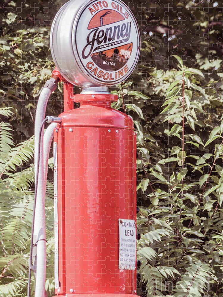 Vintage Jigsaw Puzzle featuring the photograph Vintage gasoline pump by Claudia M Photography