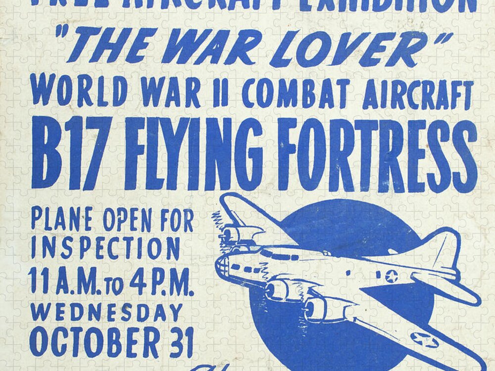 Vintage Posters Jigsaw Puzzle featuring the photograph Vintage Poster for The War Lover Aircraft Exhibition II by Edward Fielding