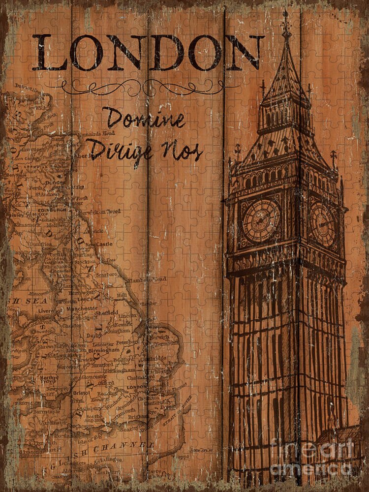 London Jigsaw Puzzle featuring the painting Vintage Travel London by Debbie DeWitt