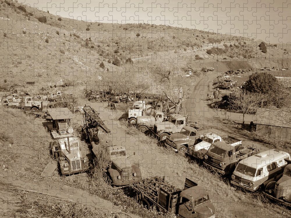 Vintage Jigsaw Puzzle featuring the photograph Vintage Truck yard by Darrell Foster