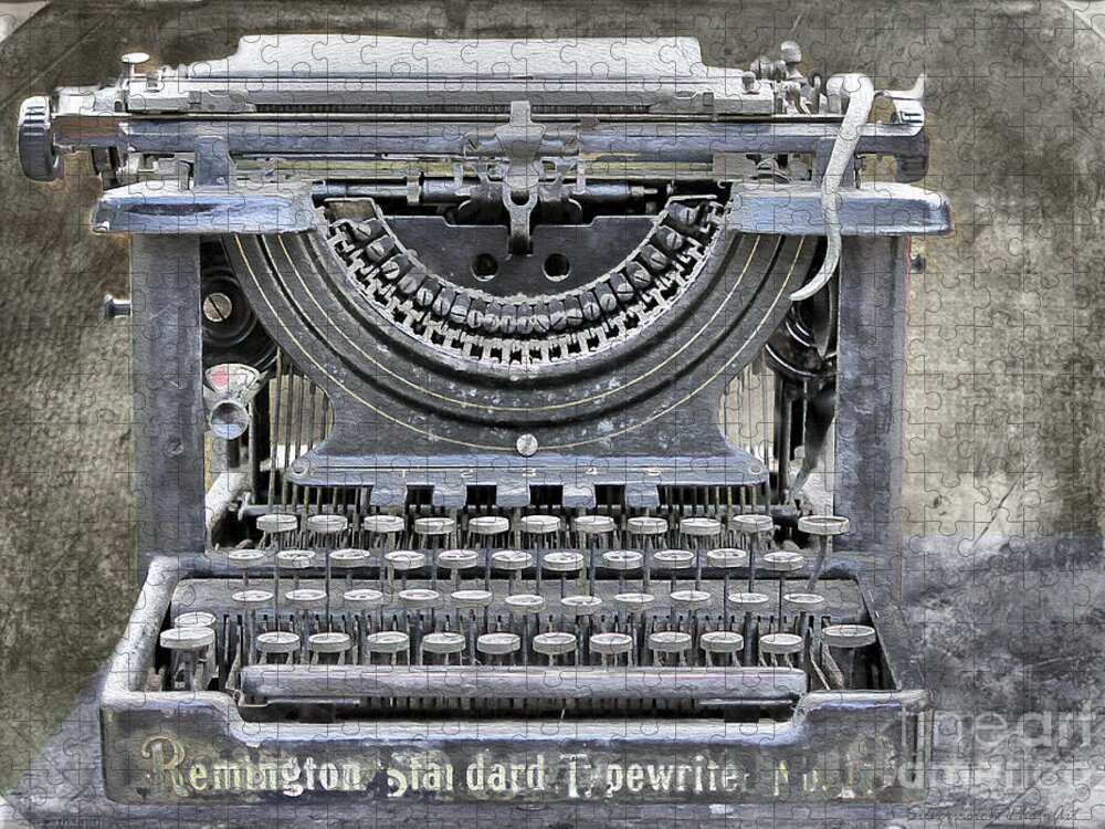 Technology Jigsaw Puzzle featuring the photograph Vintage Typewriter Photo Paint by Nina Silver