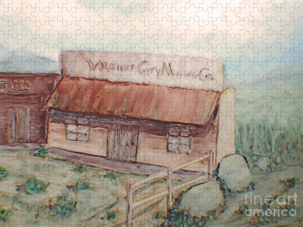 Usa Jigsaw Puzzle featuring the painting Virginia City Mining Co. by Laurie Morgan