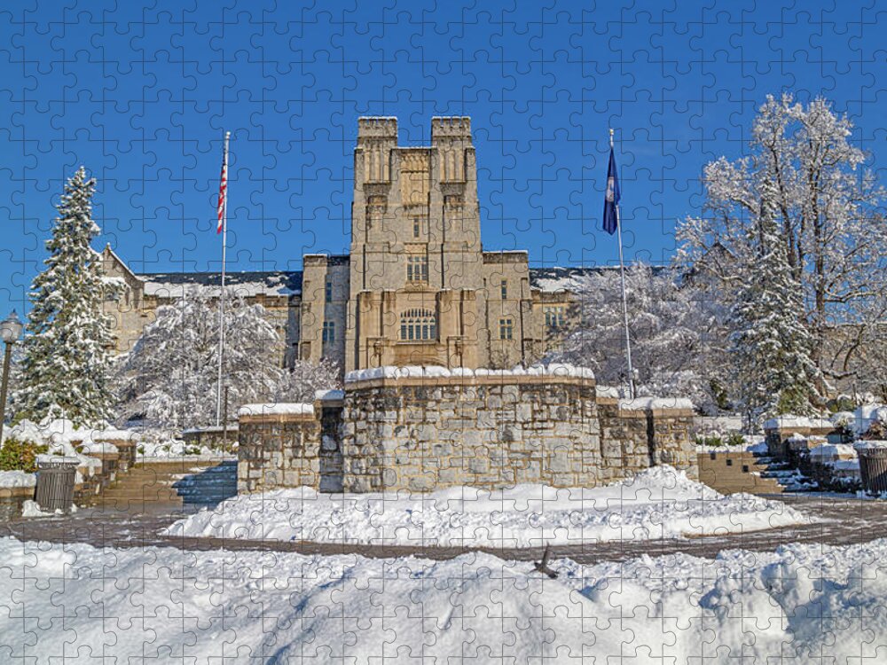 Virginia Jigsaw Puzzle featuring the photograph Virginia Tech Campus Burruss Hall by Betsy Knapp