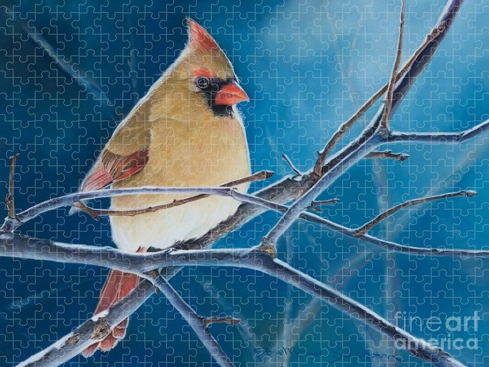 Cardinal Jigsaw Puzzle featuring the pastel Visitor From Heaven by Joni Beinborn