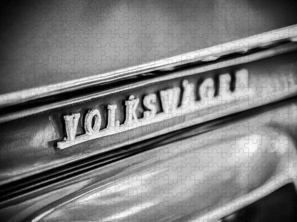 Volkswagen Vw Emblem Jigsaw Puzzle featuring the photograph Volkswagen VW Emblem -0150bw by Jill Reger