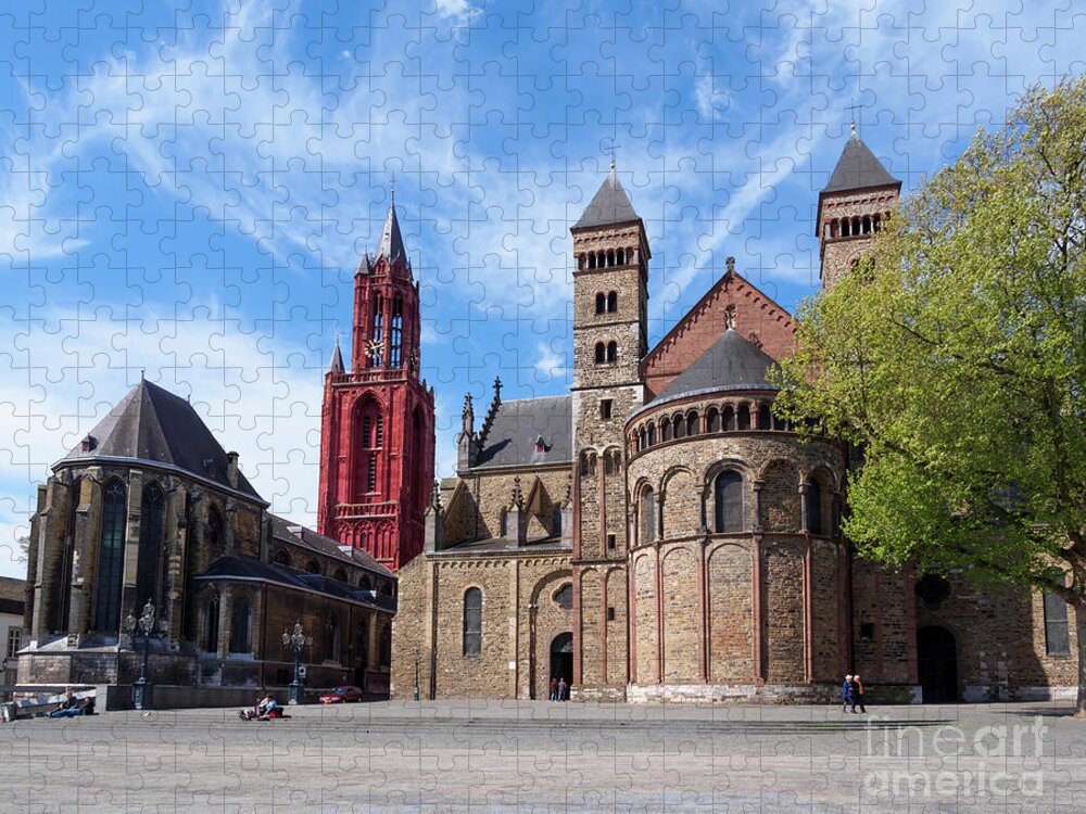 Het Vrijthof Jigsaw Puzzle featuring the photograph Vrijthof with Saint John's Church and Saint Servatius Basilica by Louise Heusinkveld