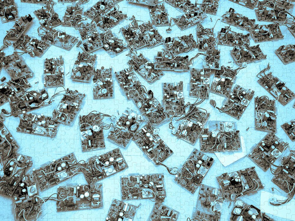 Vt100 Jigsaw Puzzle featuring the photograph VT100 Video Terminal Monitor Circuit Boards by Kathy Anselmo