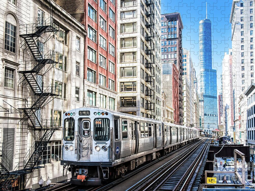 Architecture Jigsaw Puzzle featuring the photograph The Wabash L Train by David Levin