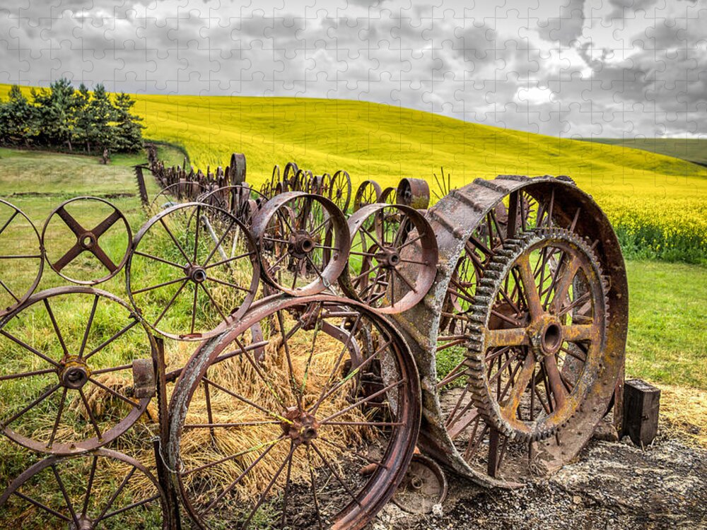 Wagon Jigsaw Puzzle featuring the photograph Wagon Wheel Fence by Brad Stinson