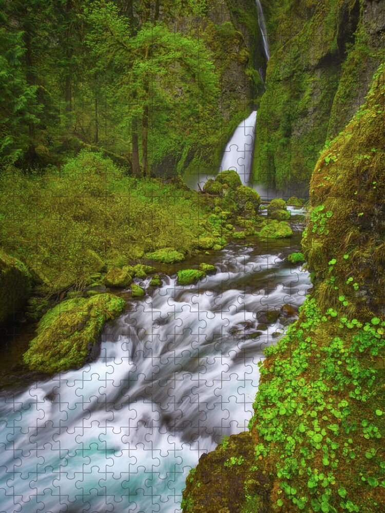 Waterfall Jigsaw Puzzle featuring the photograph Wahclella Falls by Darren White