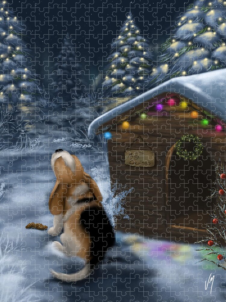 Christmas Jigsaw Puzzle featuring the painting Waiting for Santa Claus by Veronica Minozzi