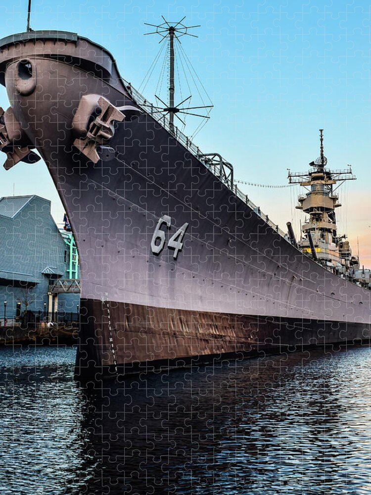 Uss Wisconsin Jigsaw Puzzle featuring the photograph Wake up to the Wisconsin by Nicole Lloyd