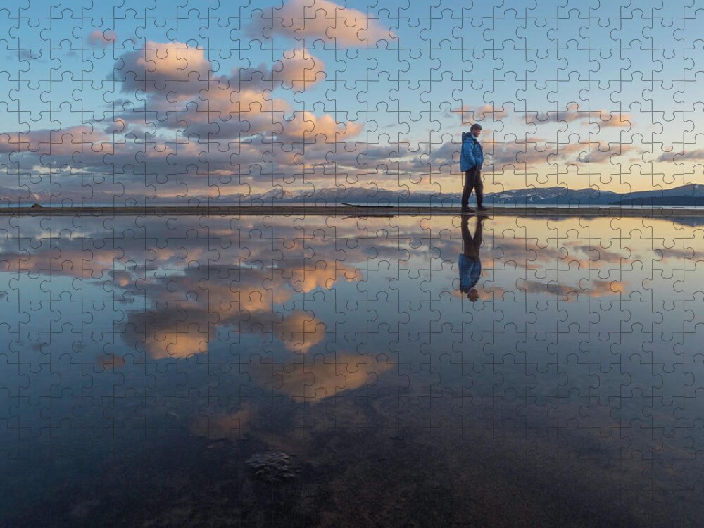 Usa Jigsaw Puzzle featuring the photograph Walking in the sunset by Martin Gollery