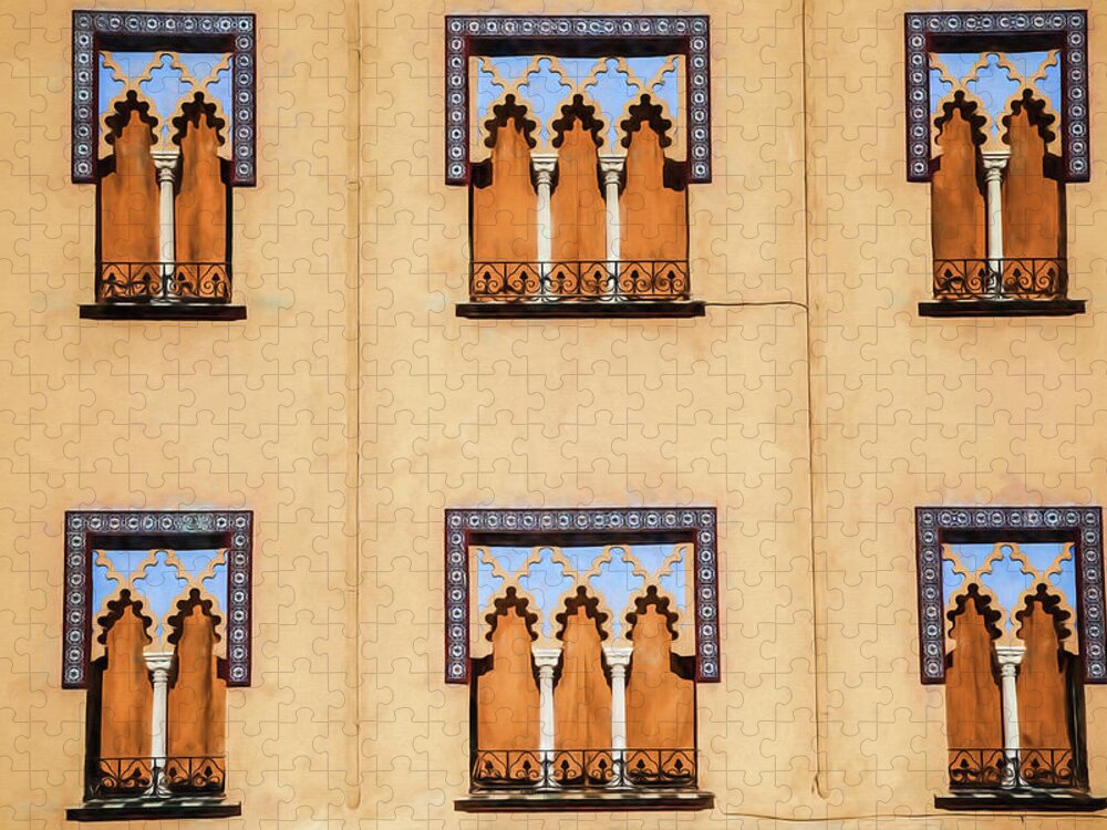 Arabic Jigsaw Puzzle featuring the photograph Wall of Windows by David Letts