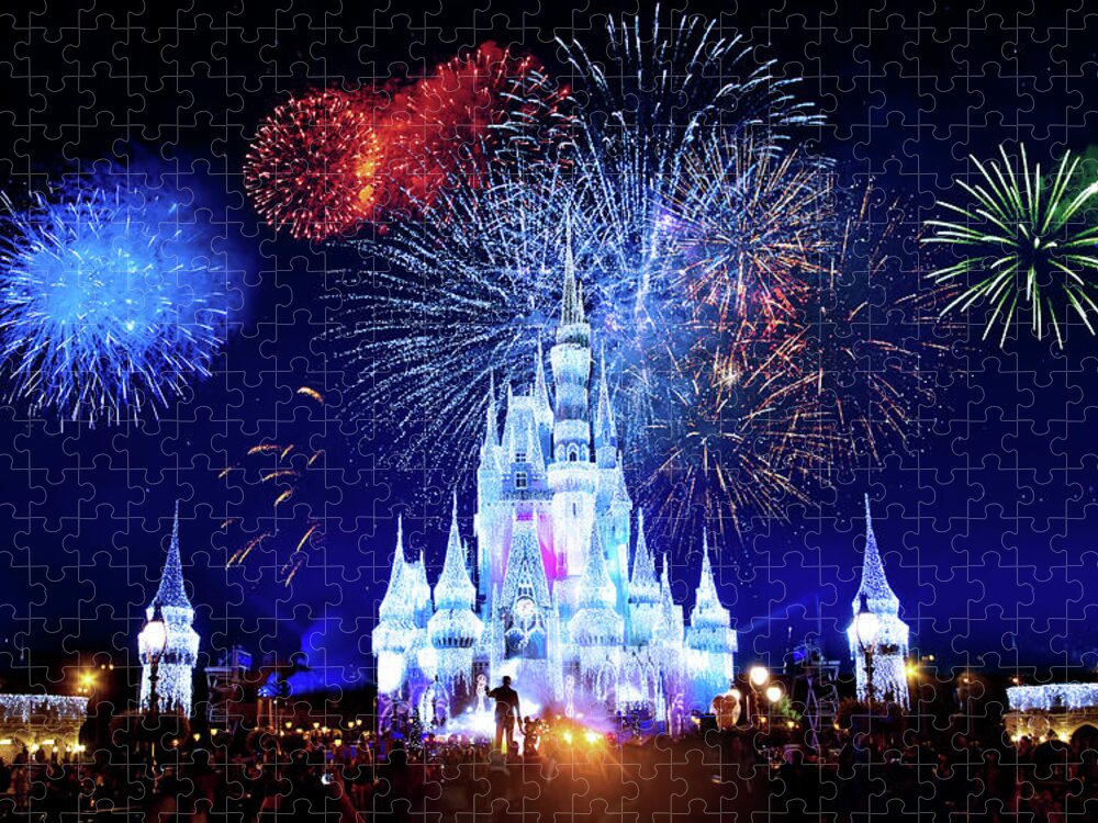 Magic Kingdom Jigsaw Puzzle featuring the photograph Walt Disney World Fireworks by Mark Andrew Thomas
