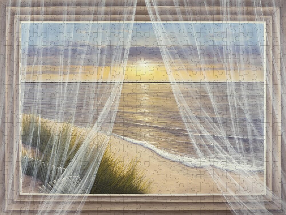 Windowscape Print Jigsaw Puzzle featuring the painting Warm Breeze by Diane Romanello