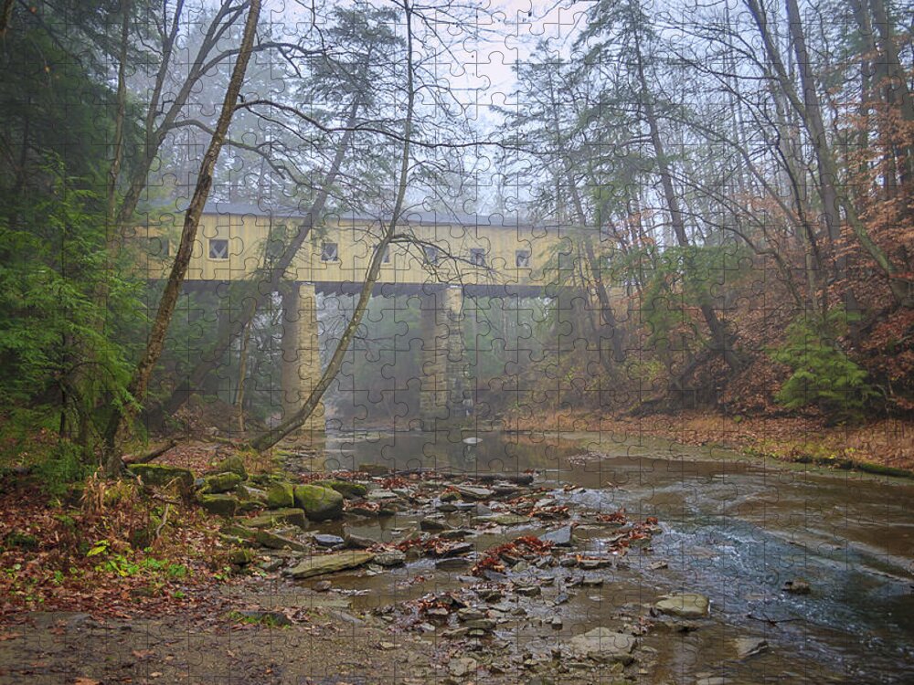 Ohio Jigsaw Puzzle featuring the photograph Warner Hollow Rd Covered Bridge by Jack R Perry