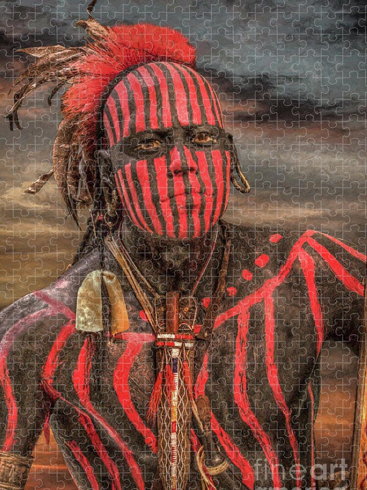 Warrior Jigsaw Puzzle featuring the digital art Warpath Shawnee Indian by Randy Steele