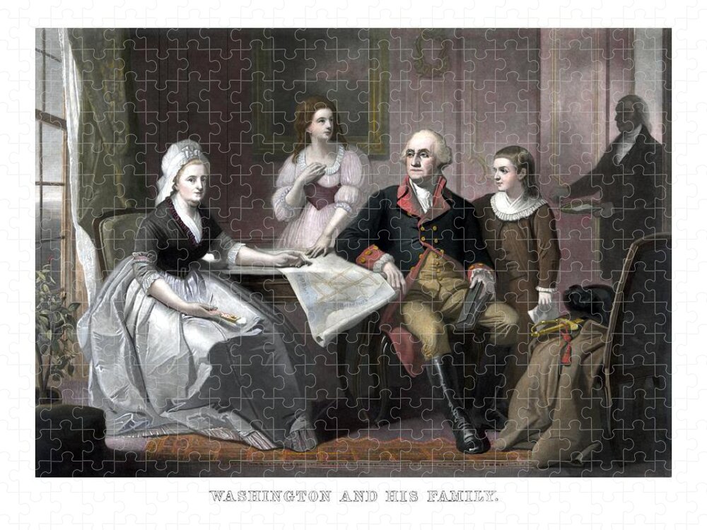 George Washington Jigsaw Puzzle featuring the painting Washington And His Family by War Is Hell Store