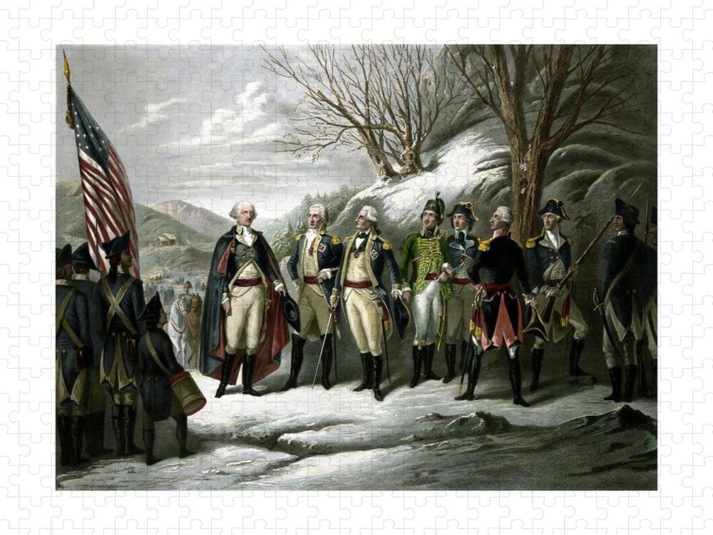 George Washington Jigsaw Puzzle featuring the painting Washington and His Generals by War Is Hell Store
