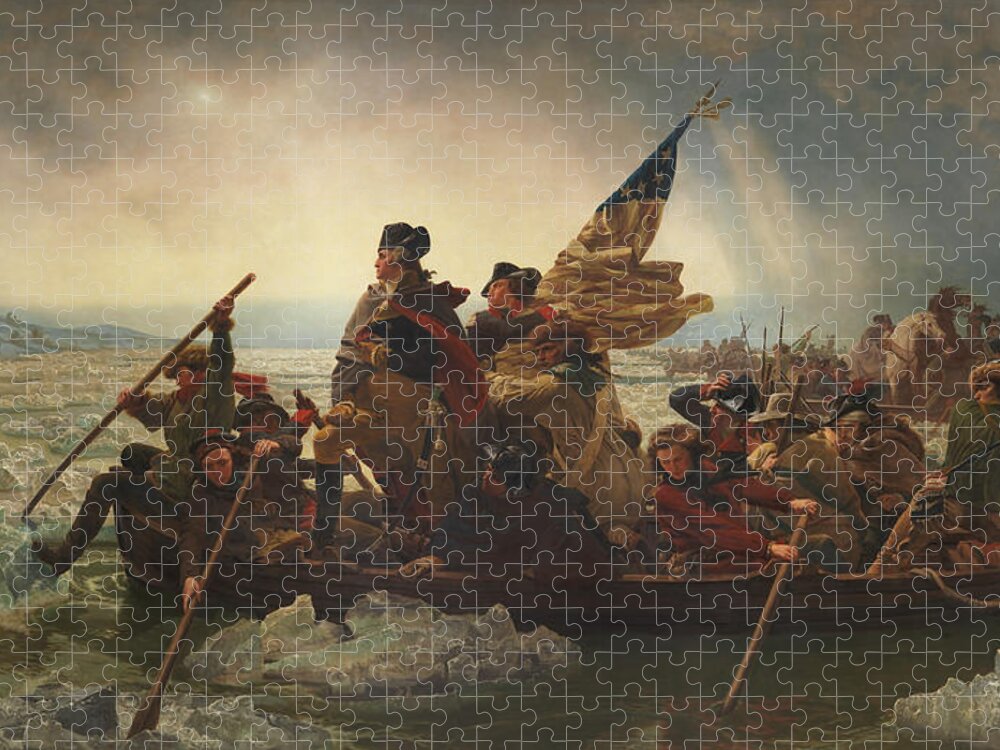 George Washington Jigsaw Puzzle featuring the painting Washington Crossing The Delaware by War Is Hell Store